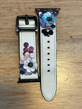 Coach Metallic Leather Sequin Floral Apple Watch Band 38mm